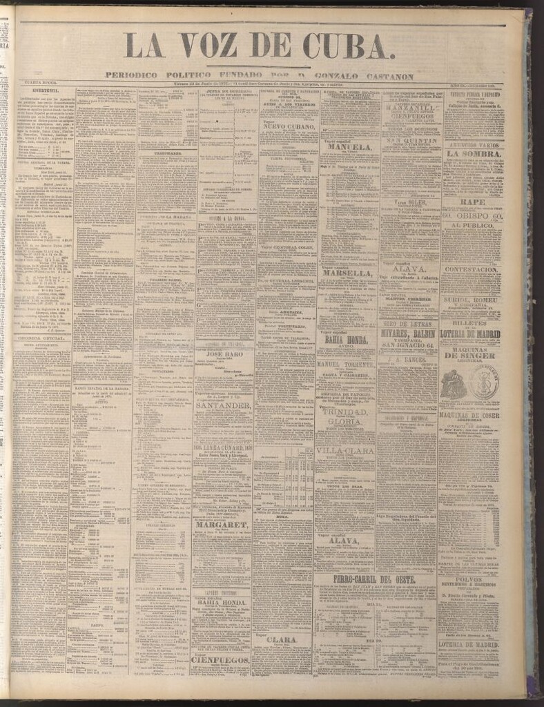 Miniatura de La Voz de Cuba : diario conservador del 23 de junio de 1876