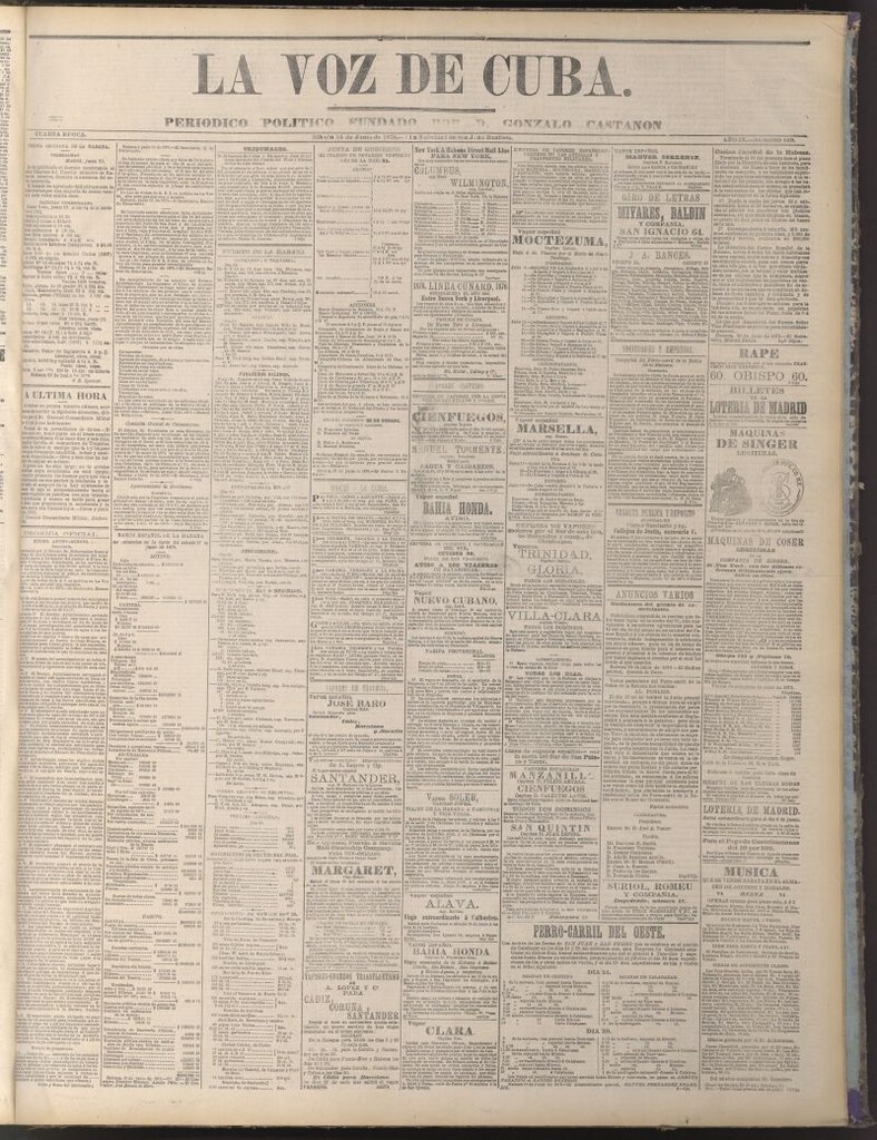 Miniatura de La Voz de Cuba : diario conservador del 24 de junio de 1876