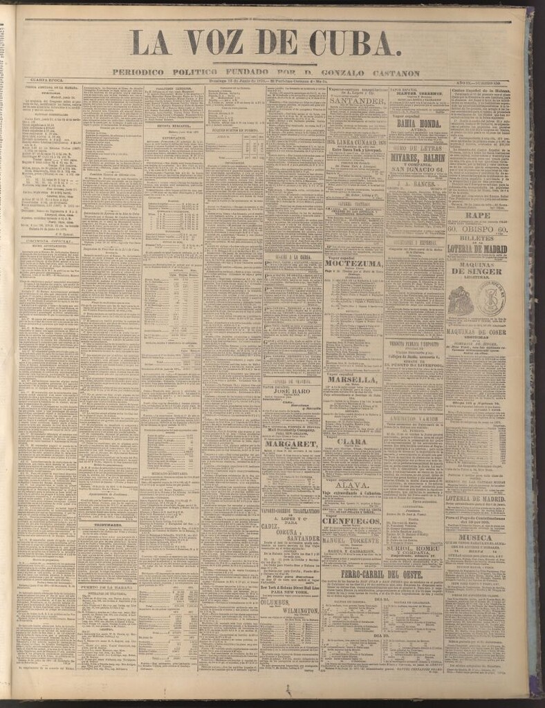 Miniatura de La Voz de Cuba : diario conservador del 25 de junio de 1876