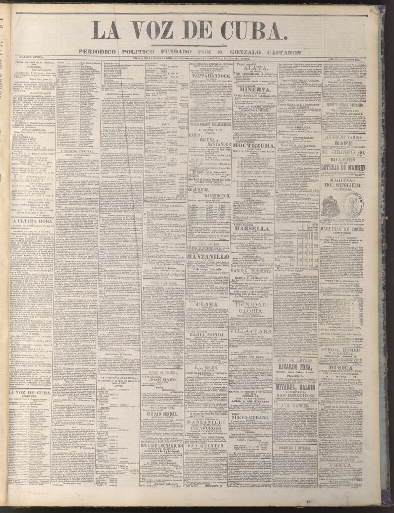 Miniatura de La Voz de Cuba : diario conservador del 30 de junio de 1876