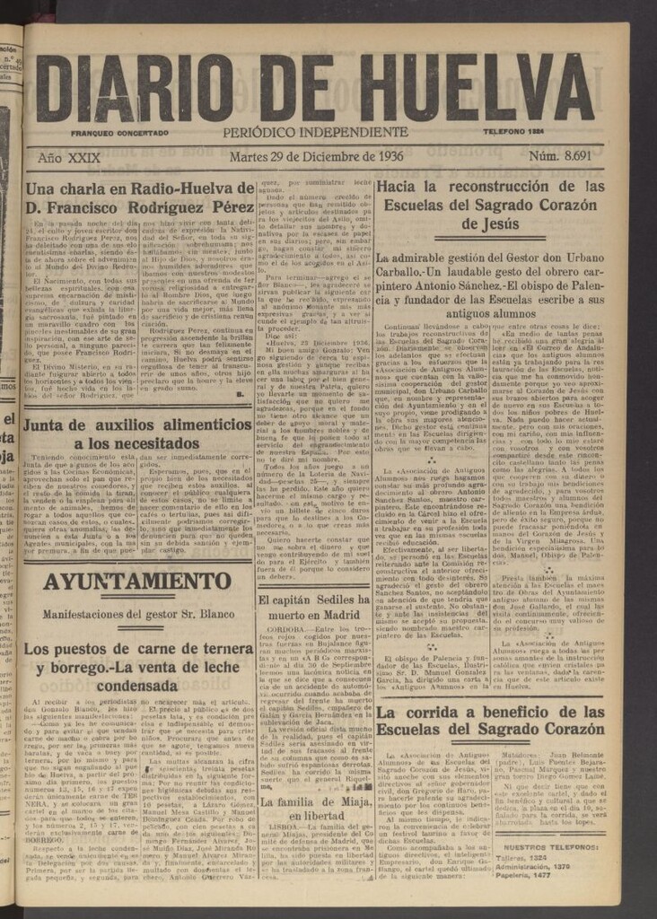 Miniatura de Diario de Huelva : periódico independiente del 29 de diciembre de 1936