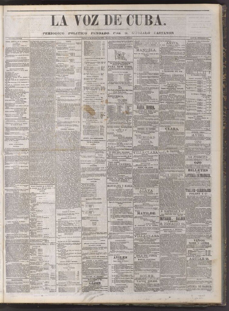 Miniatura de La Voz de Cuba : diario conservador del 11 de octubre de 1877