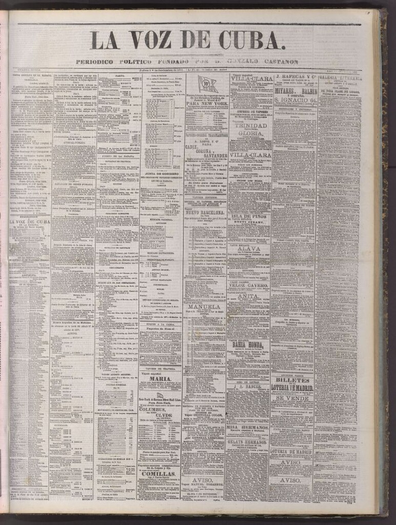 Miniatura de La Voz de Cuba : diario conservador del 1 de noviembre de 1877
