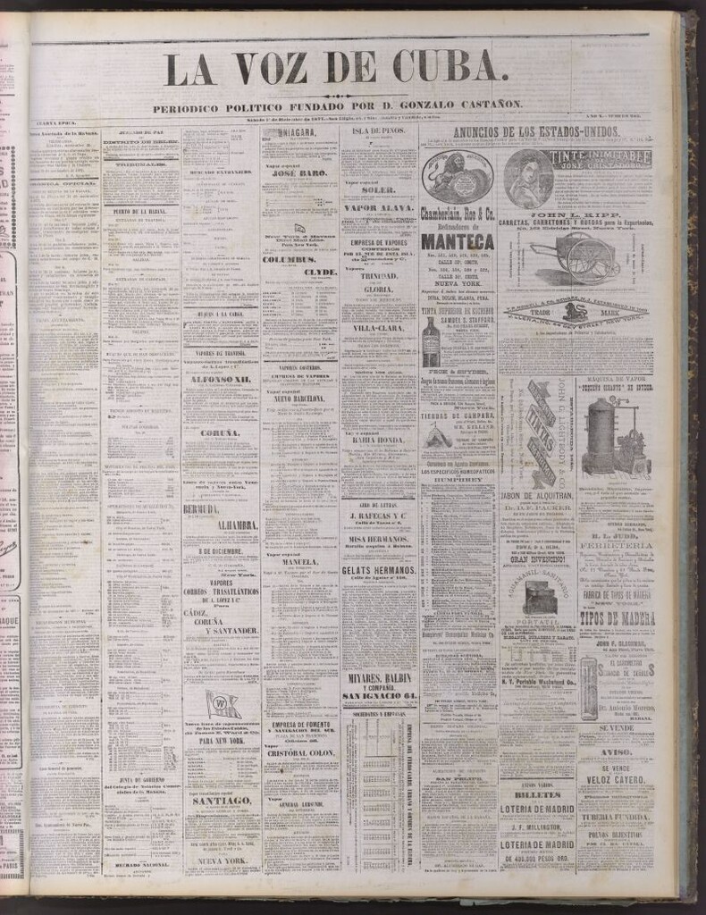 Miniatura de La Voz de Cuba : diario conservador del 1 de diciembre de 1877
