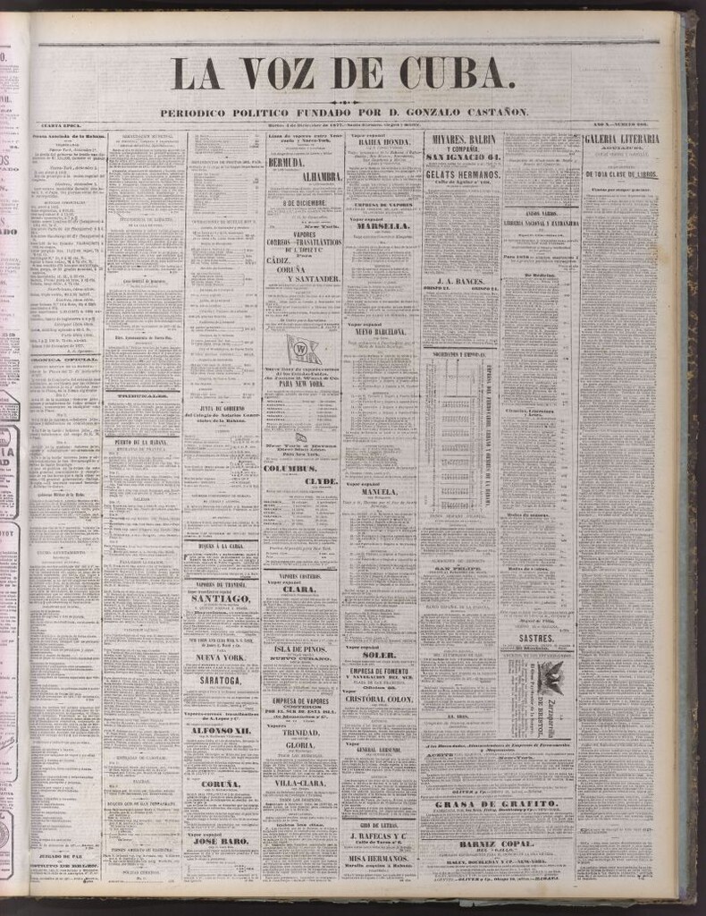 Miniatura de La Voz de Cuba : diario conservador del 4 de diciembre de 1877