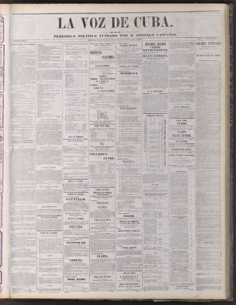 Miniatura de La Voz de Cuba : diario conservador del 5 de diciembre de 1877