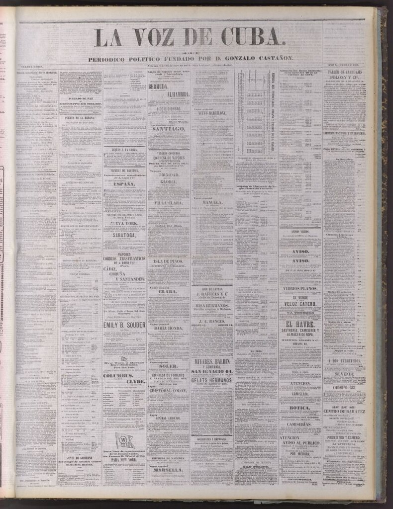 Miniatura de La Voz de Cuba : diario conservador del 7 de diciembre de 1877