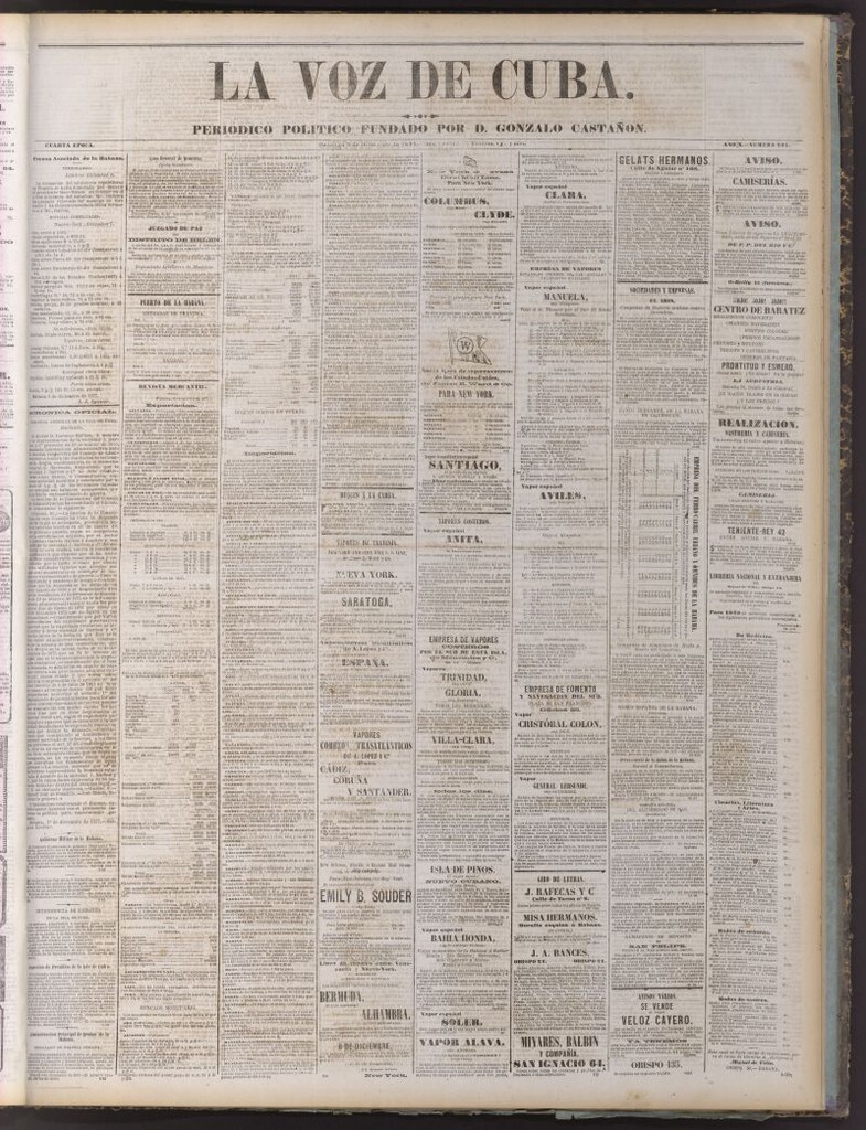 Miniatura de La Voz de Cuba : diario conservador del 9 de diciembre de 1877