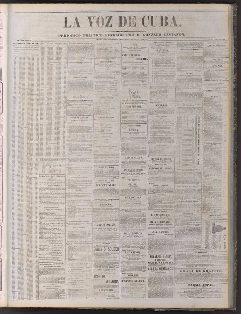 Miniatura de La Voz de Cuba : diario conservador del 11 de diciembre de 1877