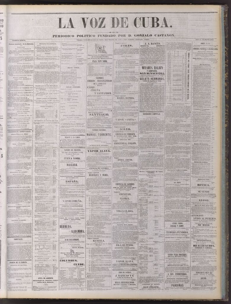 Miniatura de La Voz de Cuba : diario conservador del 14 de diciembre de 1877