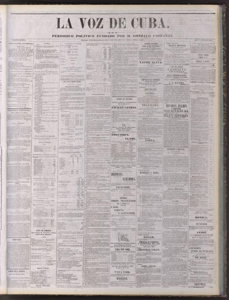 Miniatura de La Voz de Cuba : diario conservador del 16 de diciembre de 1877