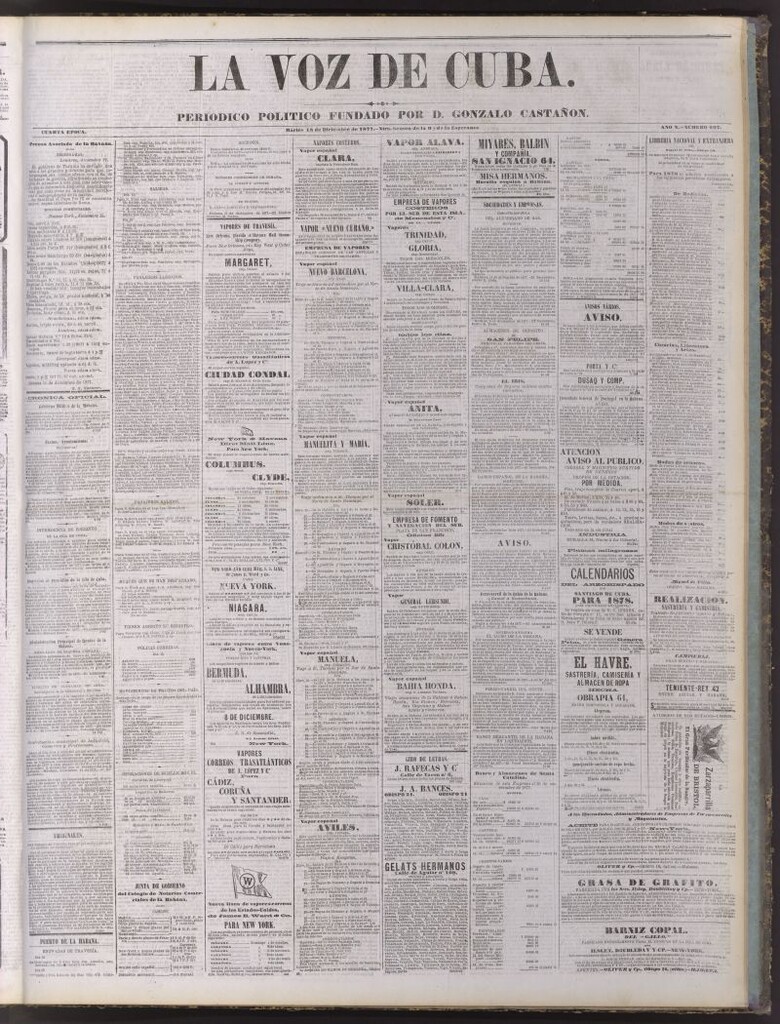 Miniatura de La Voz de Cuba : diario conservador del 18 de diciembre de 1877