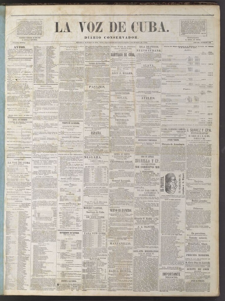 Miniatura de La Voz de Cuba : diario conservador del 1 de octubre de 1879
