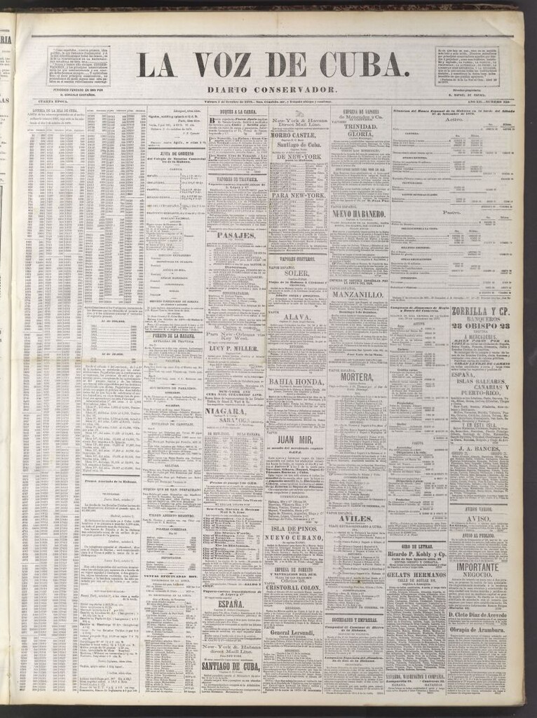 Miniatura de La Voz de Cuba : diario conservador del 3 de octubre de 1879