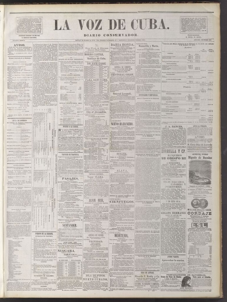 Miniatura de La Voz de Cuba : diario conservador del 9 de octubre de 1879