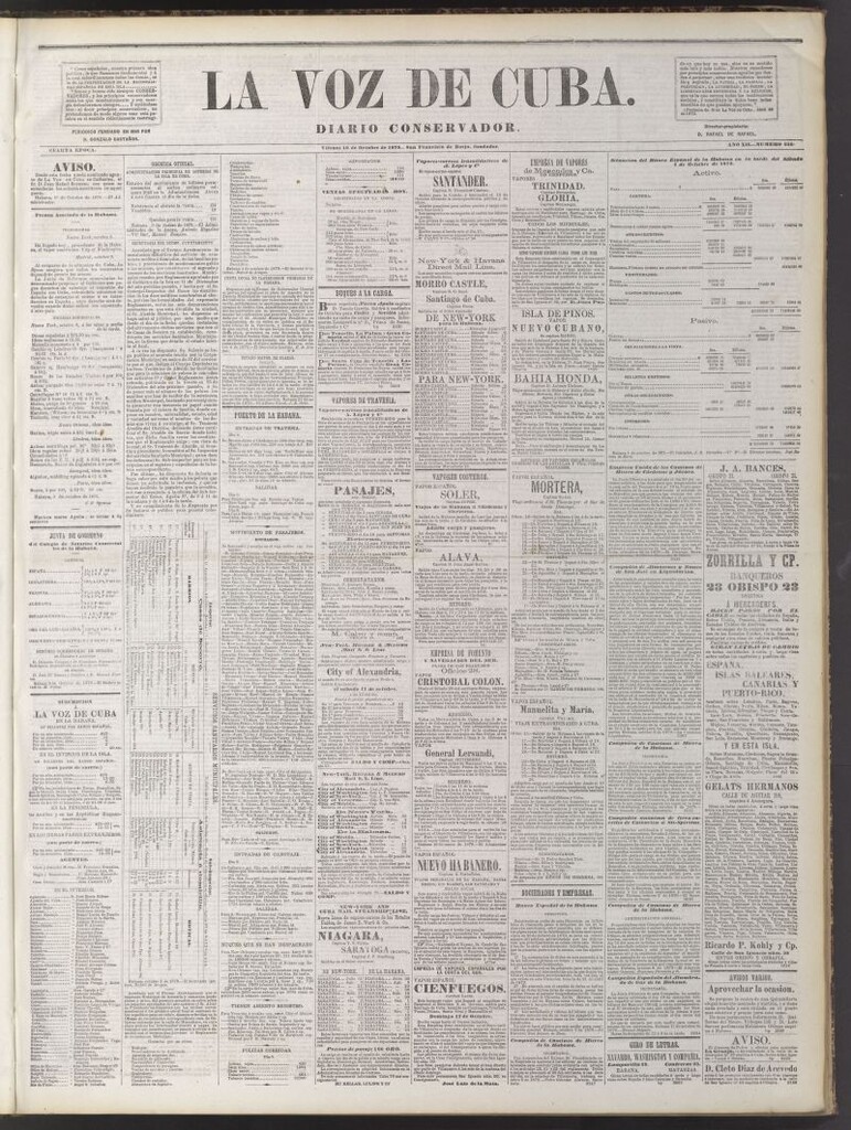Miniatura de La Voz de Cuba : diario conservador del 10 de octubre de 1879
