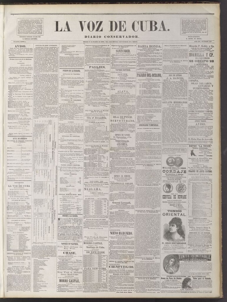 Miniatura de La Voz de Cuba : diario conservador del 11 de octubre de 1879