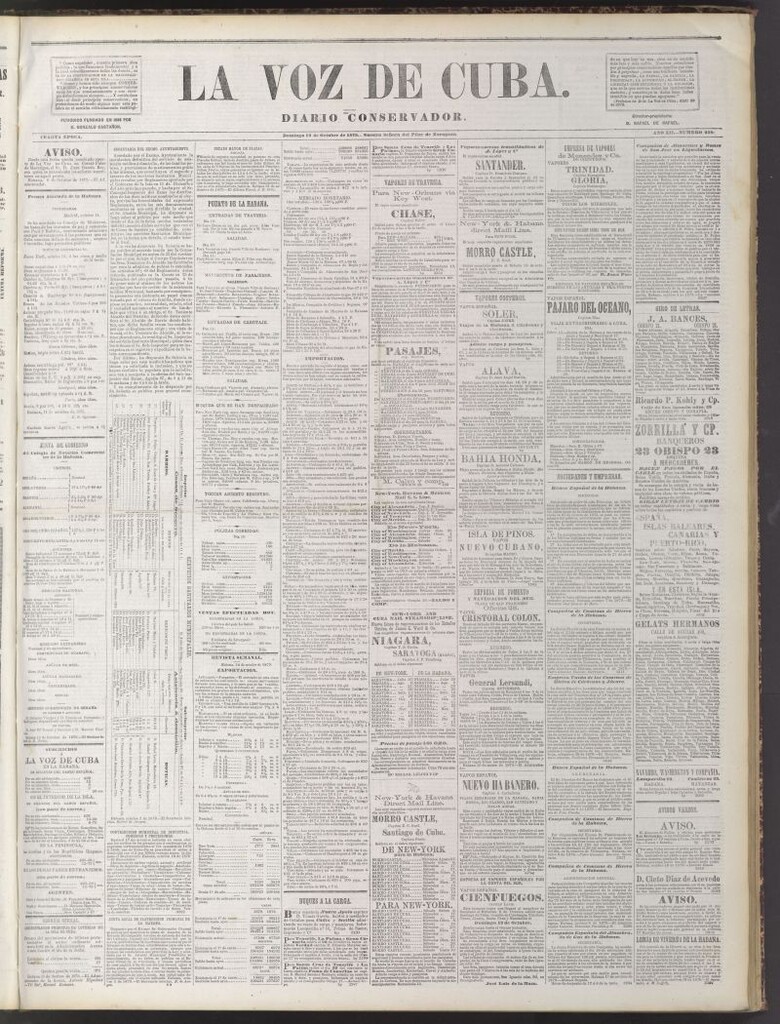 Miniatura de La Voz de Cuba : diario conservador del 12 de octubre de 1879