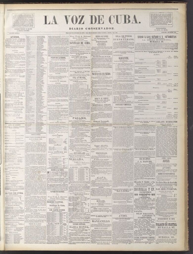 Miniatura de La Voz de Cuba : diario conservador del 22 de octubre de 1879