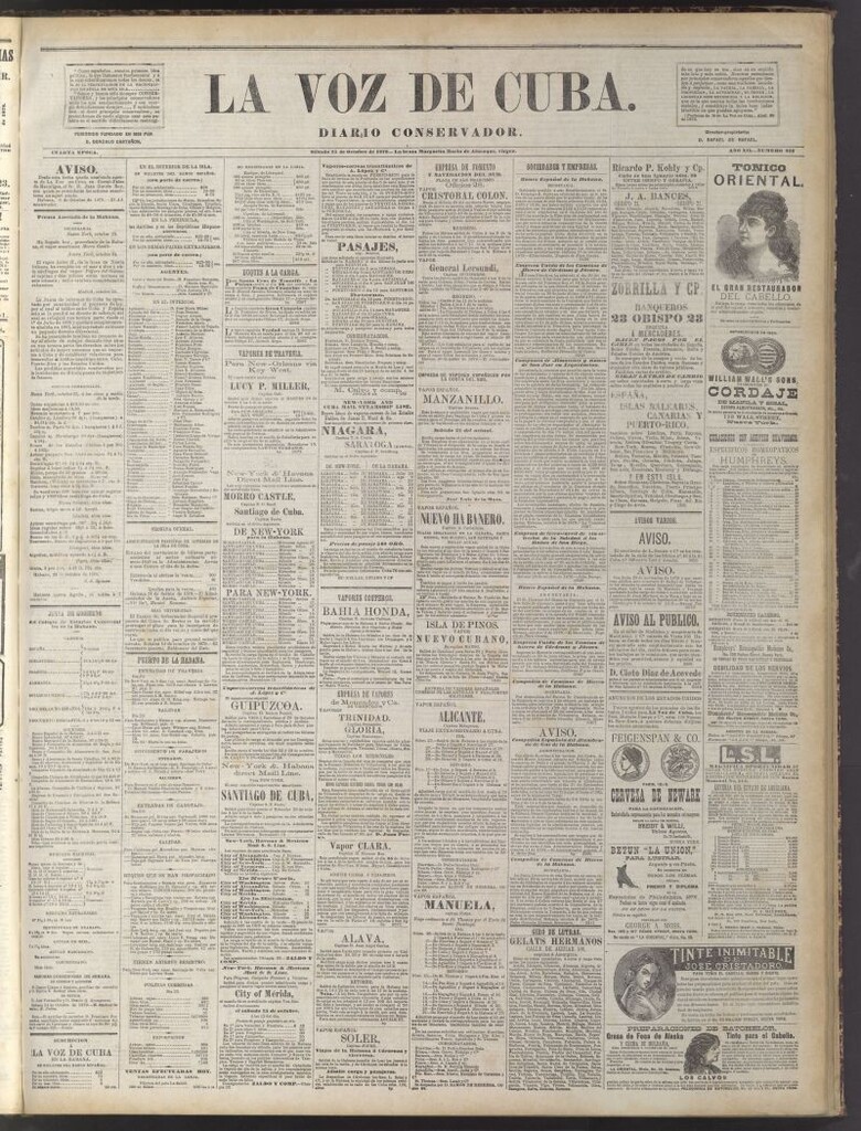 Miniatura de La Voz de Cuba : diario conservador del 25 de octubre de 1879