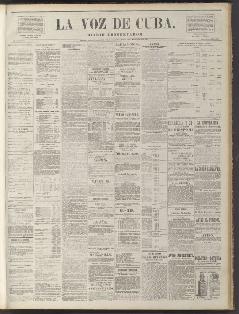 Miniatura de La Voz de Cuba : diario conservador del 9 de noviembre de 1879