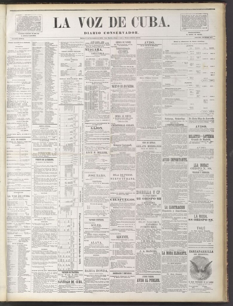 Miniatura de La Voz de Cuba : diario conservador del 11 de noviembre de 1879