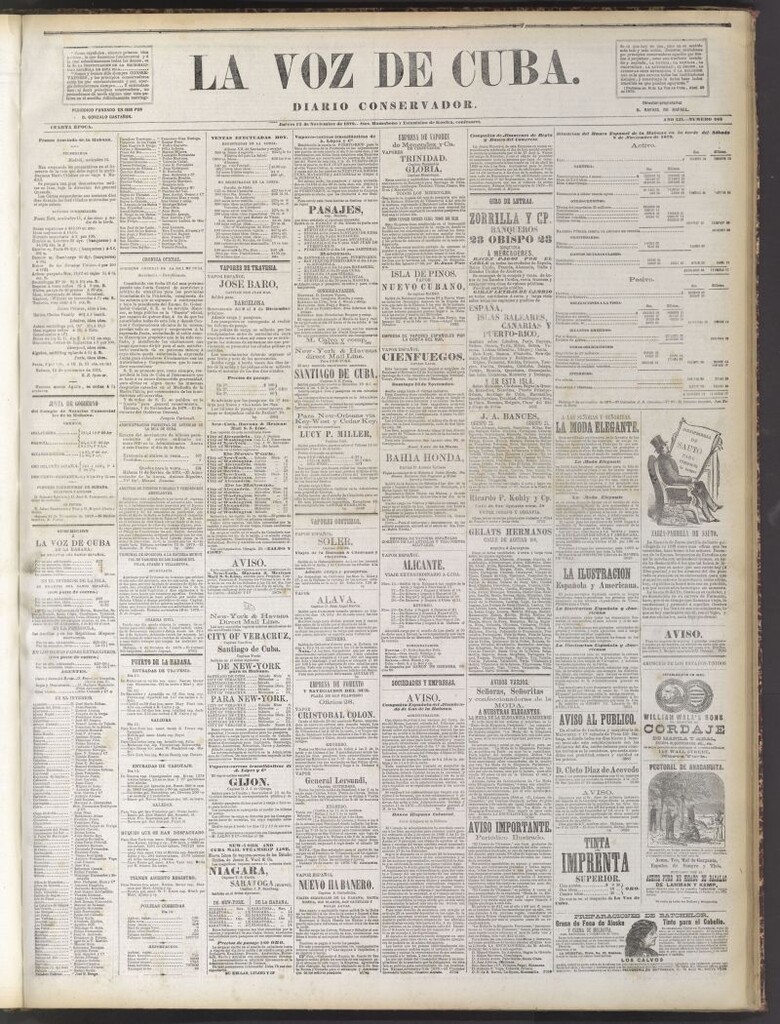 Miniatura de La Voz de Cuba : diario conservador del 13 de noviembre de 1879