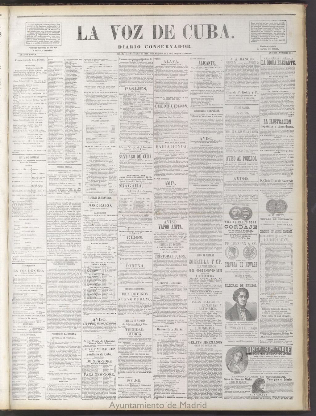 Miniatura de La Voz de Cuba : diario conservador del 15 de noviembre de 1879