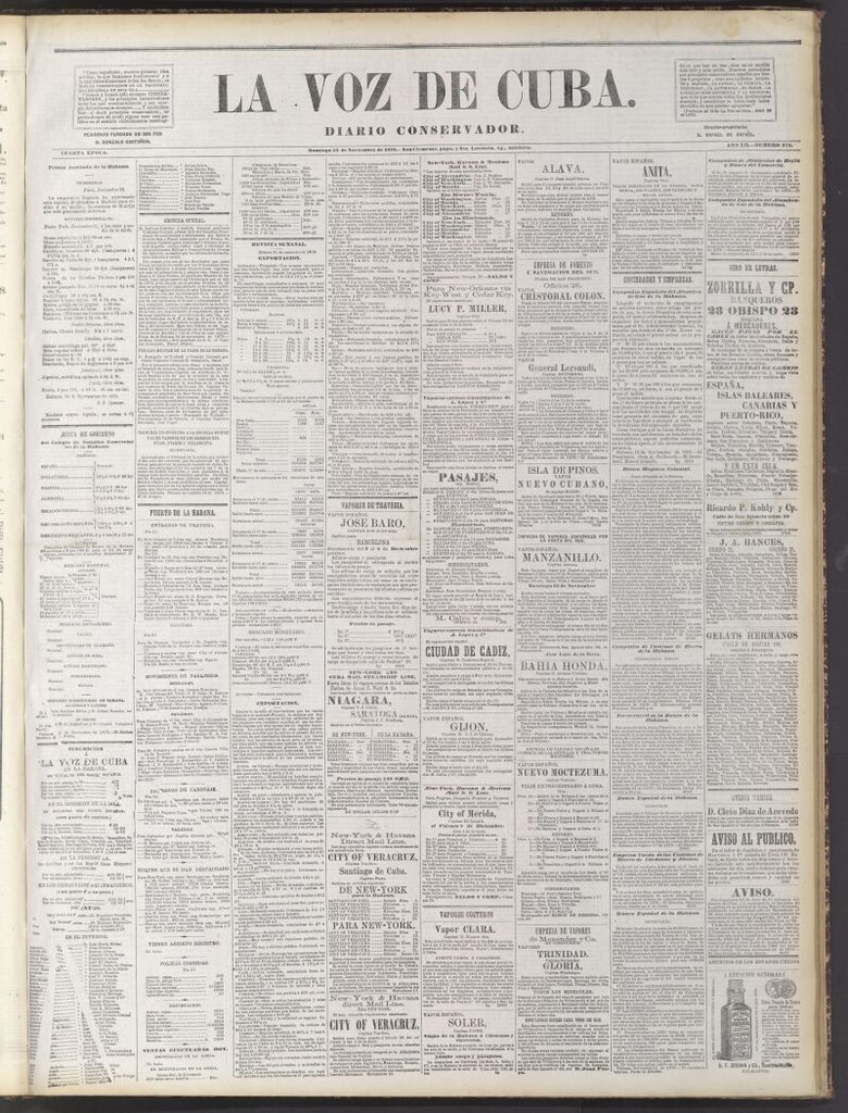 Miniatura de La Voz de Cuba : diario conservador del 23 de noviembre de 1879