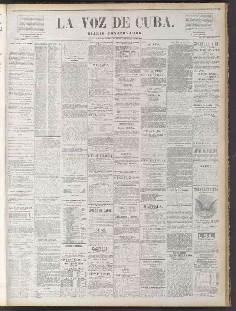 Miniatura de La Voz de Cuba : diario conservador del 25 de noviembre de 1879