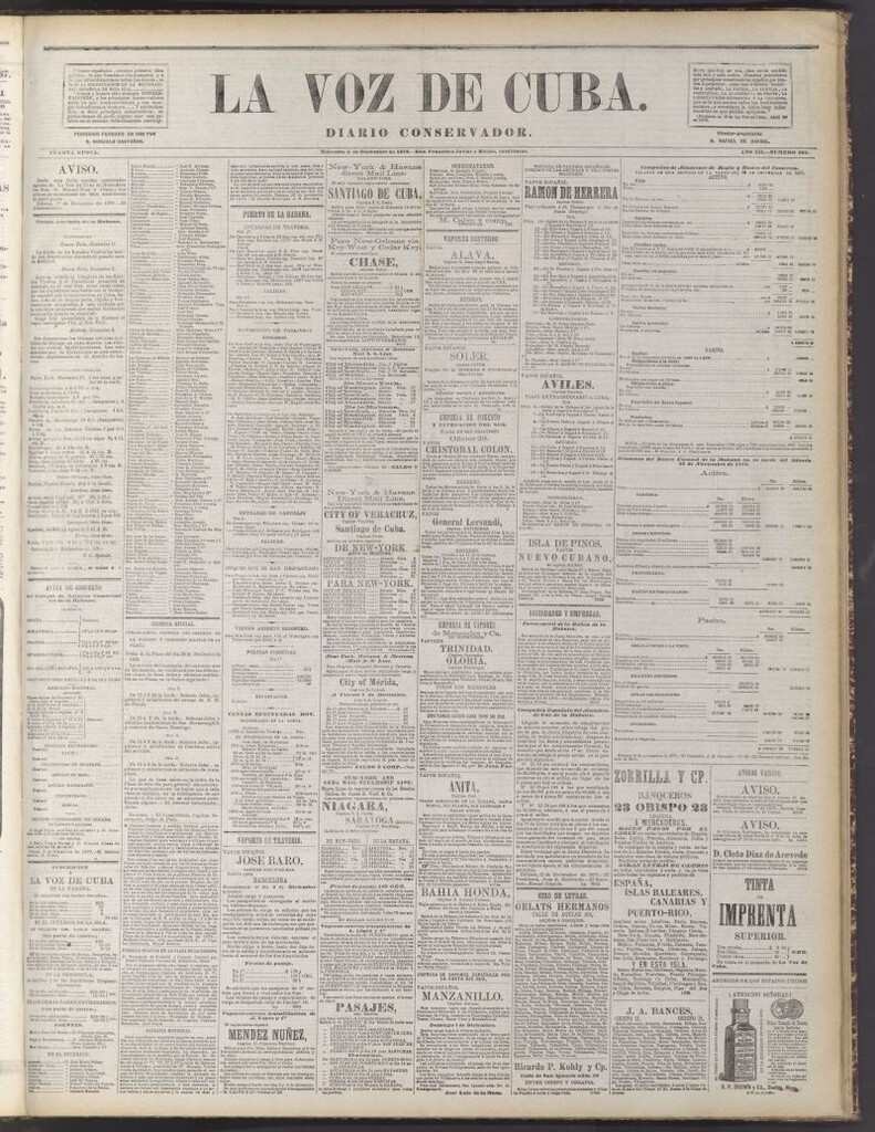 Miniatura de La Voz de Cuba : diario conservador del 3 de diciembre de 1879