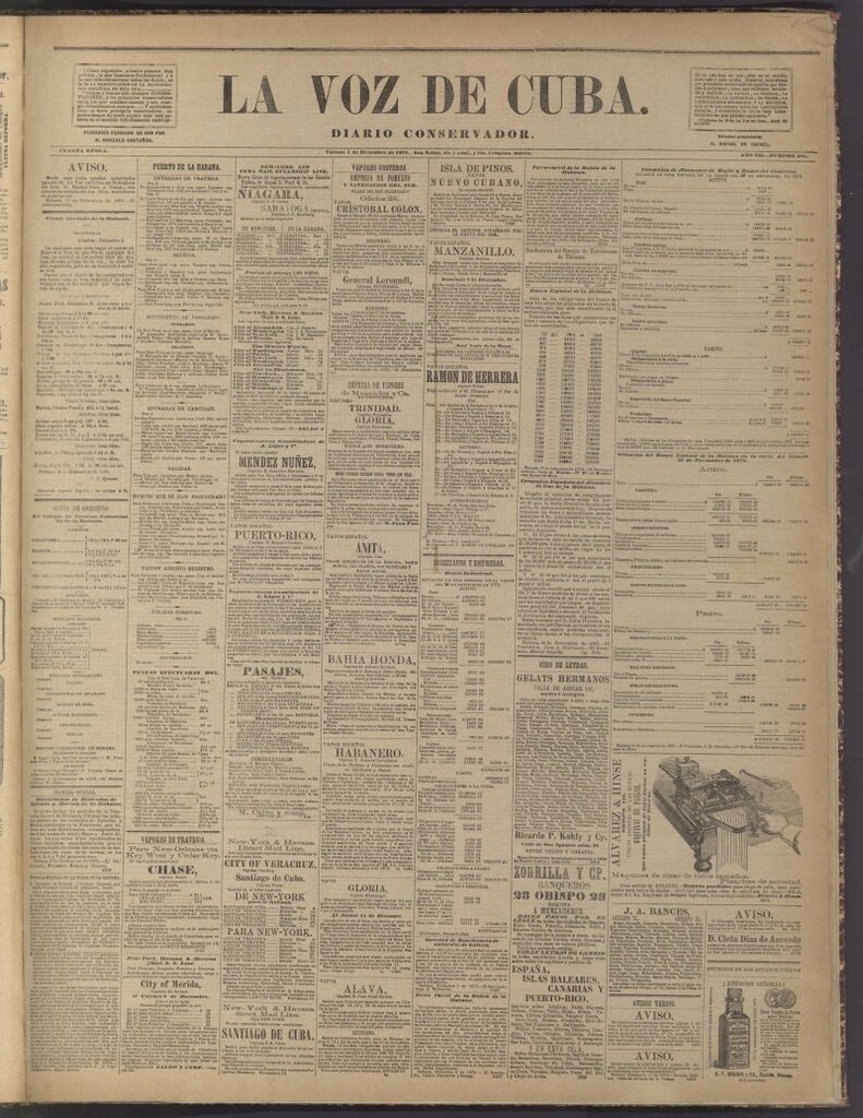Miniatura de La Voz de Cuba : diario conservador del 5 de diciembre de 1879