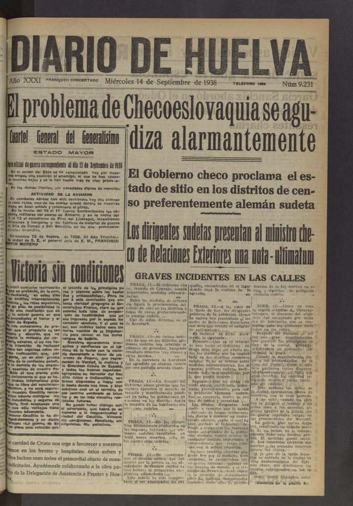Miniatura de Diario de Huelva : periódico independiente del 14 de septiembre de 1938