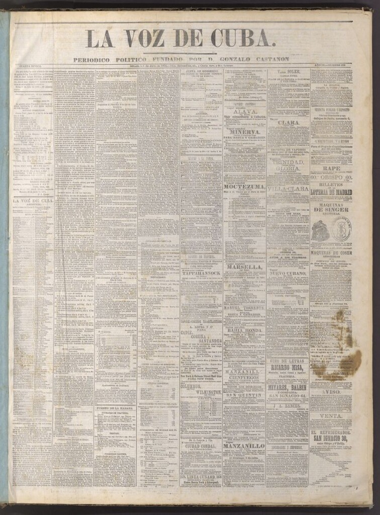 Miniatura de La Voz de Cuba : diario conservador del 1 de julio de 1876
