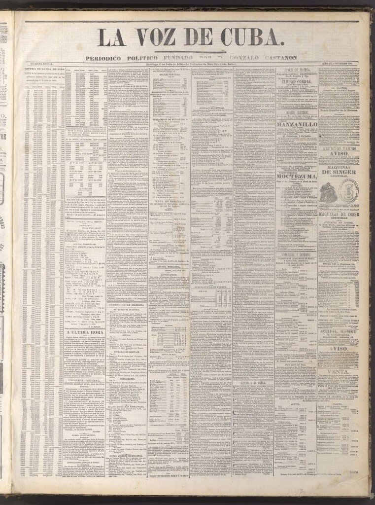 Miniatura de La Voz de Cuba : diario conservador del 2 de julio de 1876