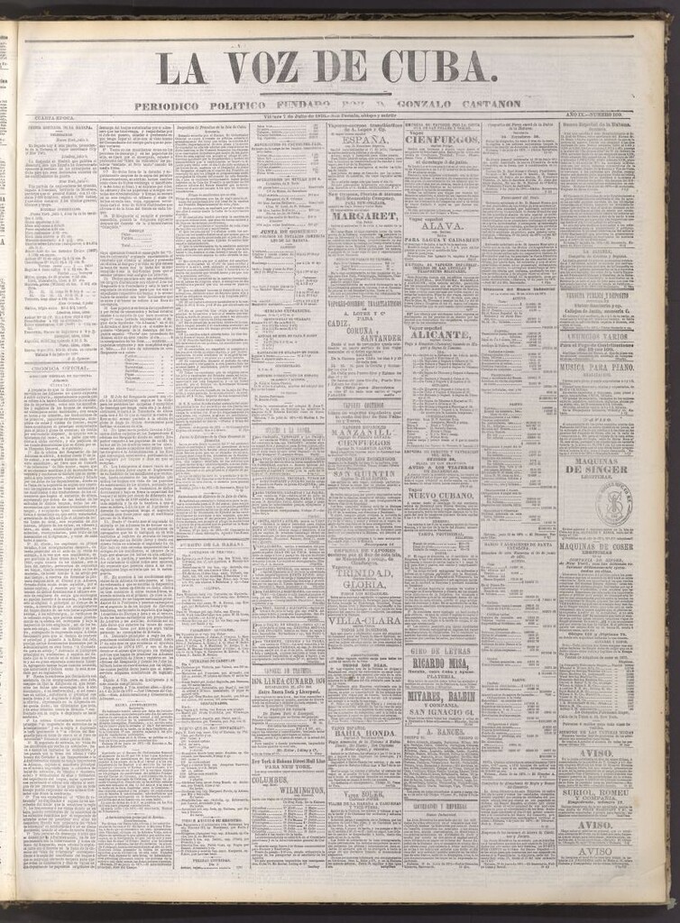 Miniatura de La Voz de Cuba : diario conservador del 7 de julio de 1876