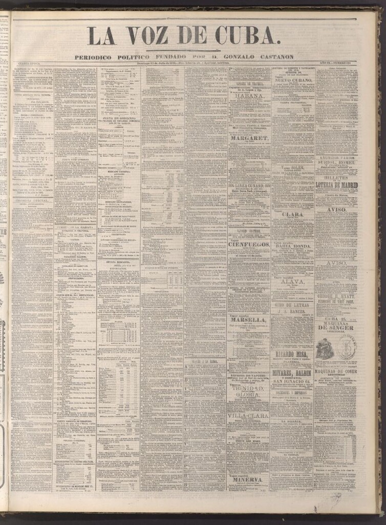 Miniatura de La Voz de Cuba : diario conservador del 23 de julio de 1876