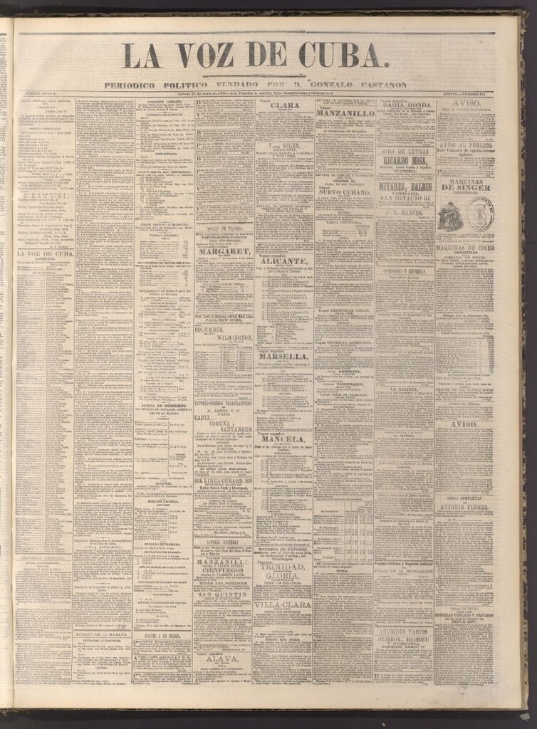 Miniatura de La Voz de Cuba : diario conservador del 27 de julio de 1876