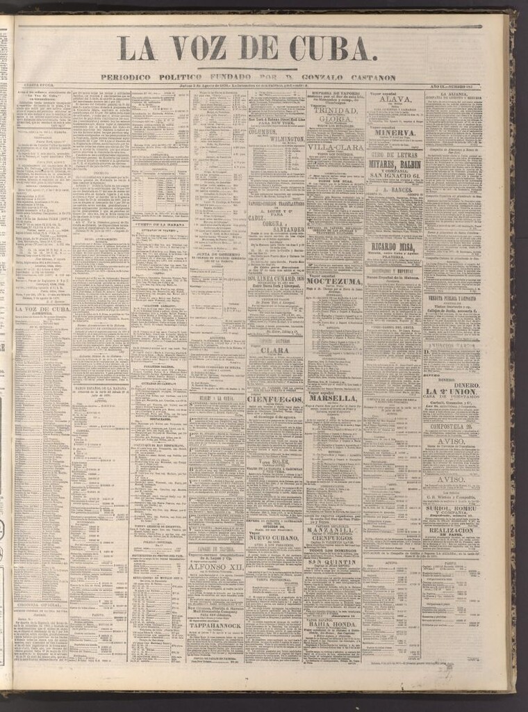 Miniatura de La Voz de Cuba : diario conservador del 3 de agosto de 1876