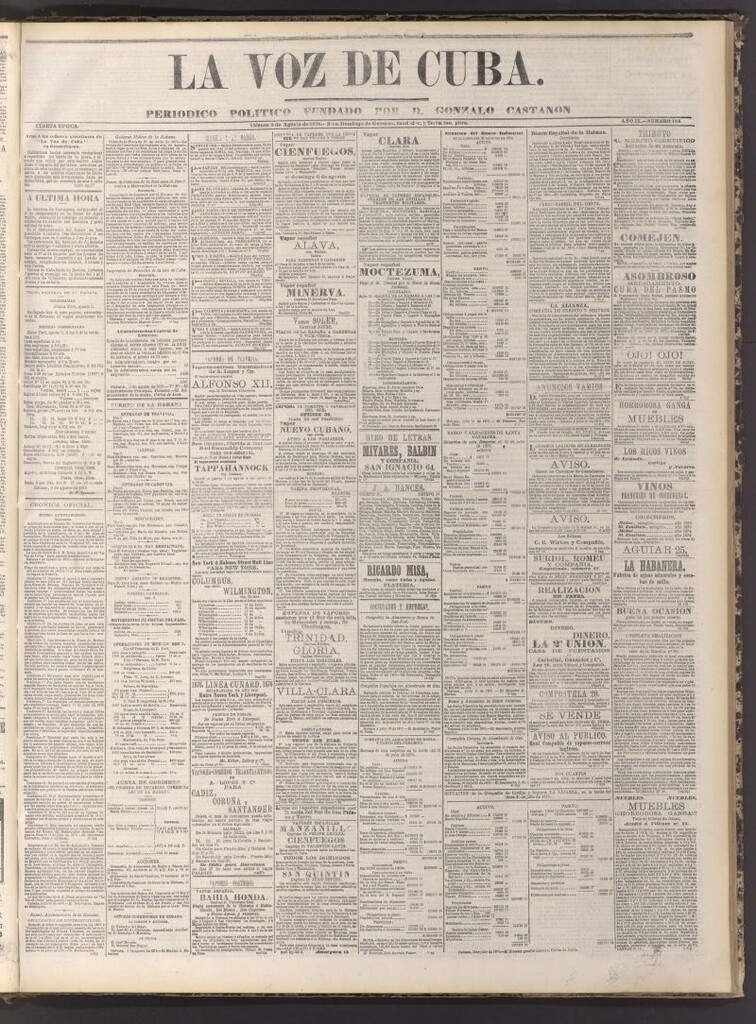 Miniatura de La Voz de Cuba : diario conservador del 4 de agosto de 1876