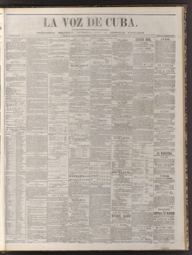 Miniatura de La Voz de Cuba : diario conservador del 8 de agosto de 1876