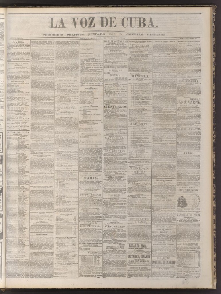 Miniatura de La Voz de Cuba : diario conservador del 15 de agosto de 1876