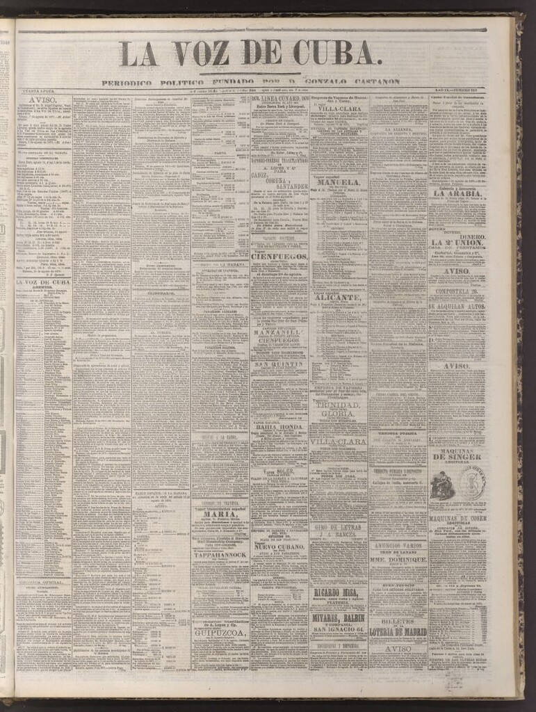 Miniatura de La Voz de Cuba : diario conservador del 16 de agosto de 1876