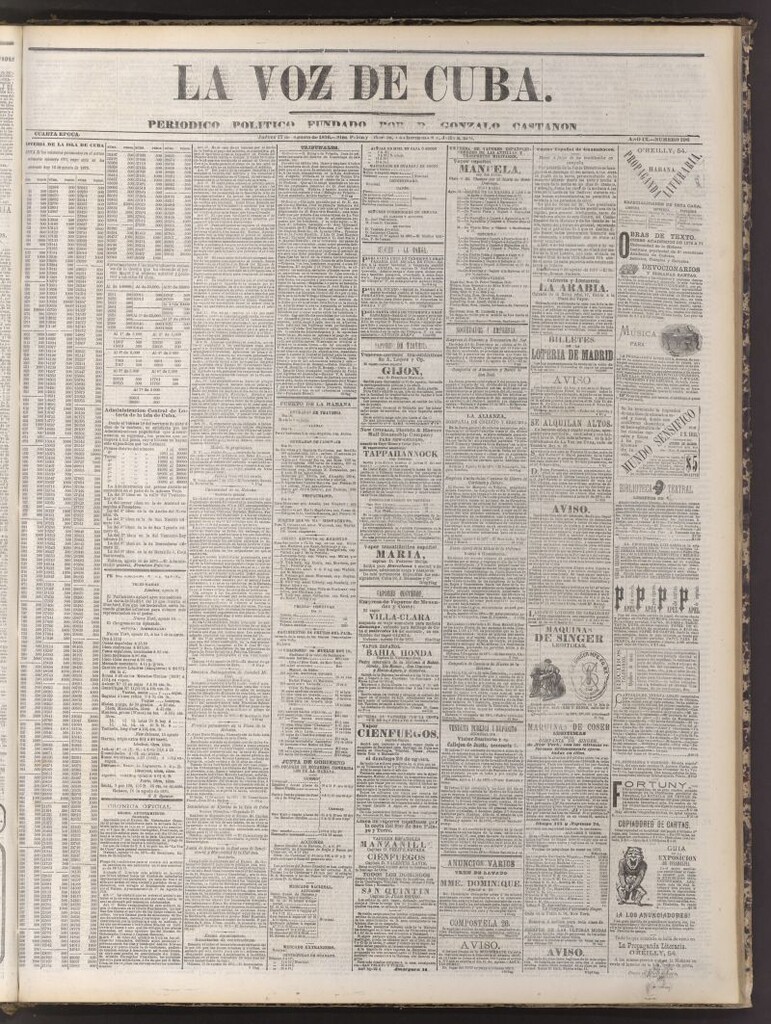 Miniatura de La Voz de Cuba : diario conservador del 17 de agosto de 1876