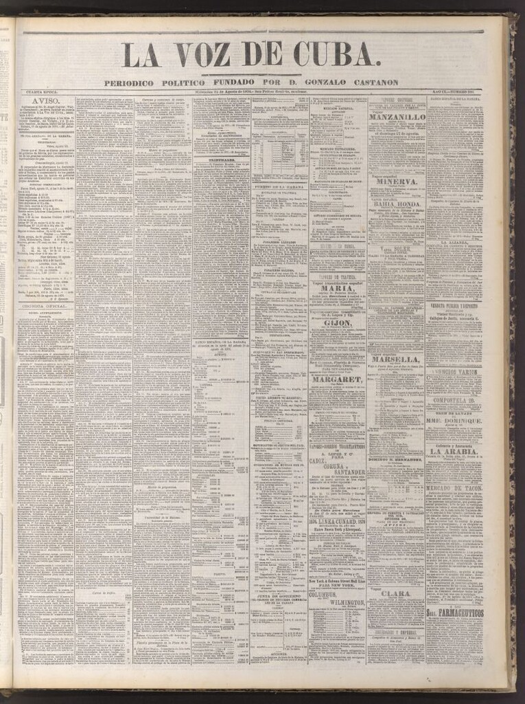 Miniatura de La Voz de Cuba : diario conservador del 23 de agosto de 1876