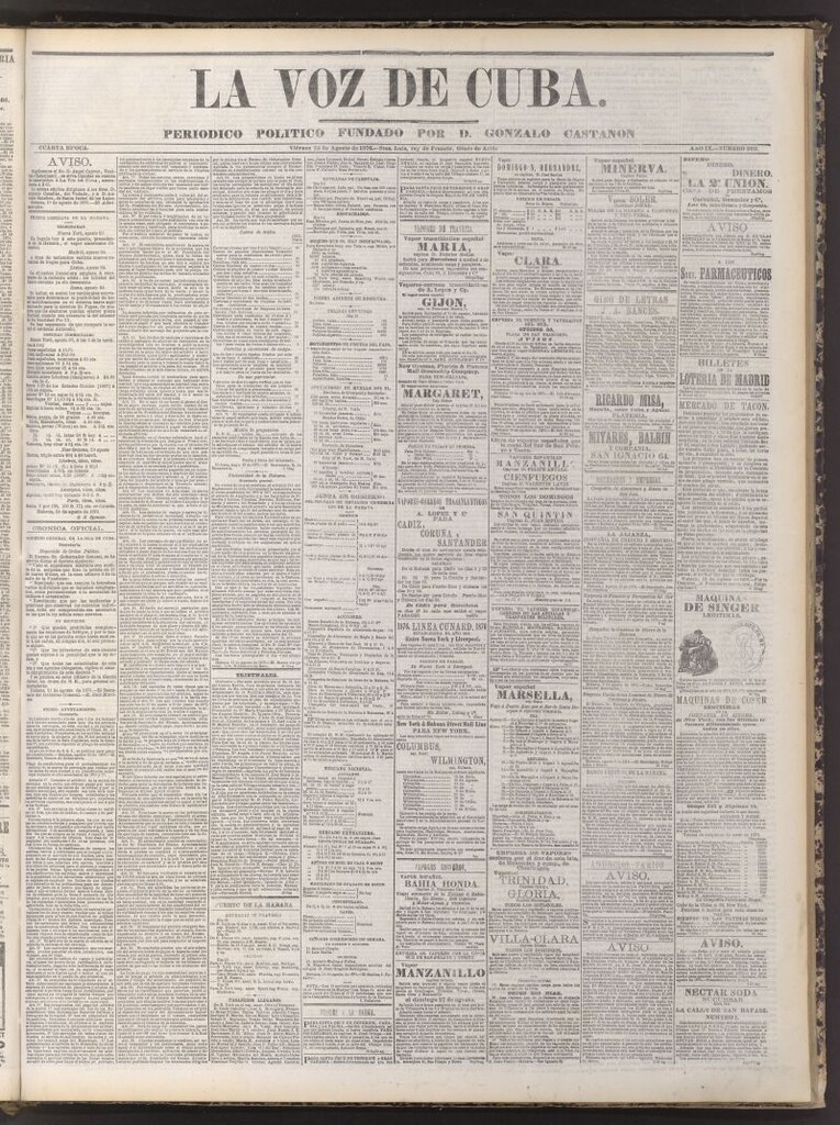 Miniatura de La Voz de Cuba : diario conservador del 25 de agosto de 1876