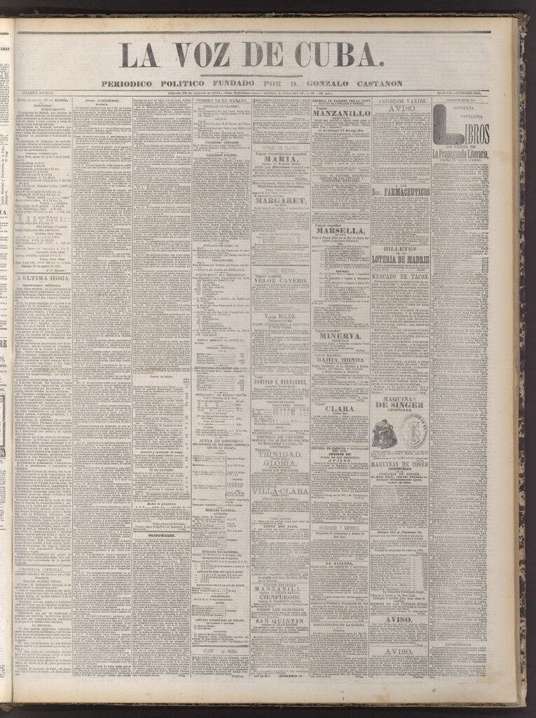 Miniatura de La Voz de Cuba : diario conservador del 26 de agosto de 1876