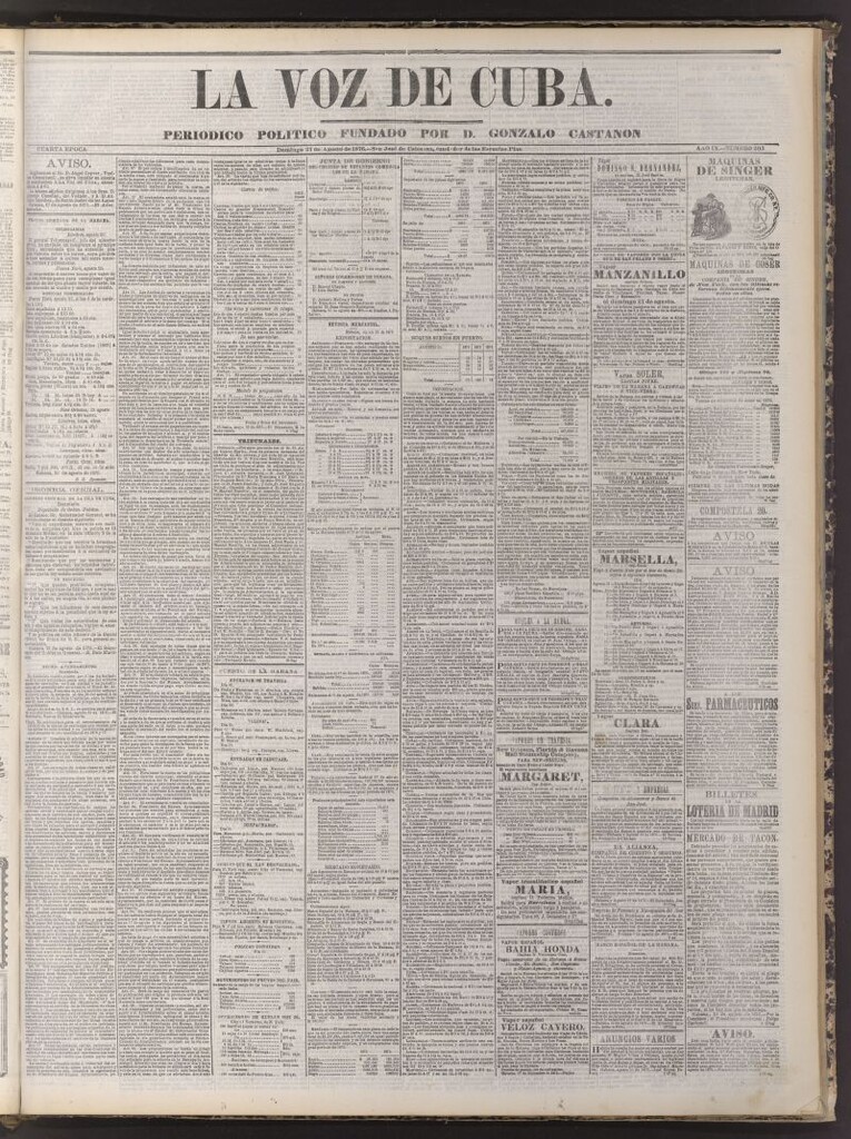 Miniatura de La Voz de Cuba : diario conservador del 27 de agosto de 1876