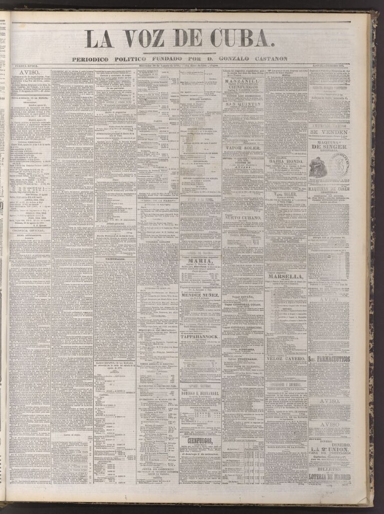Miniatura de La Voz de Cuba : diario conservador del 30 de agosto de 1876