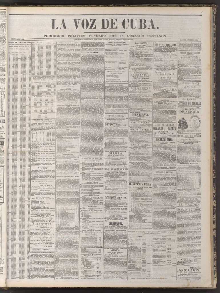 Miniatura de La Voz de Cuba : diario conservador del 2 de septiembre de 1876